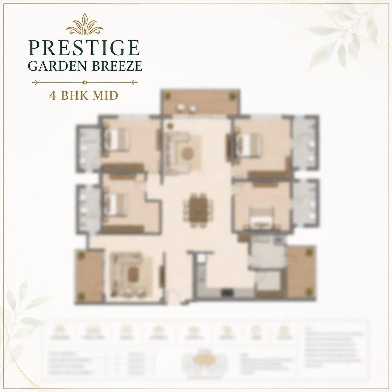 Prestige Garden Breeze 4 BHK Mid floor plan — ~2,400 sq ft